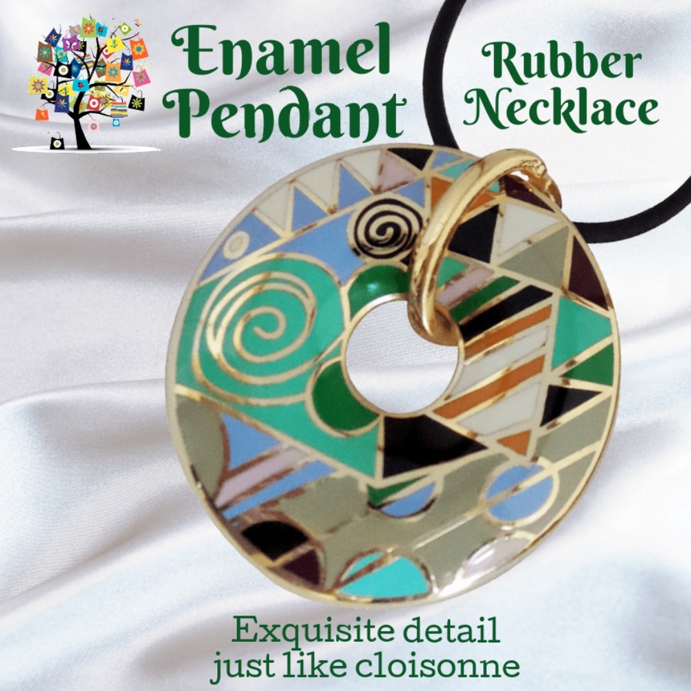Fashion Statement Enamel Pendant Necklace - Picture 1 of 4